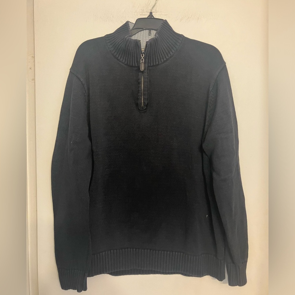 L.L Bean men’s XL 1/4 zip black mock neck 100% cotton sweater.